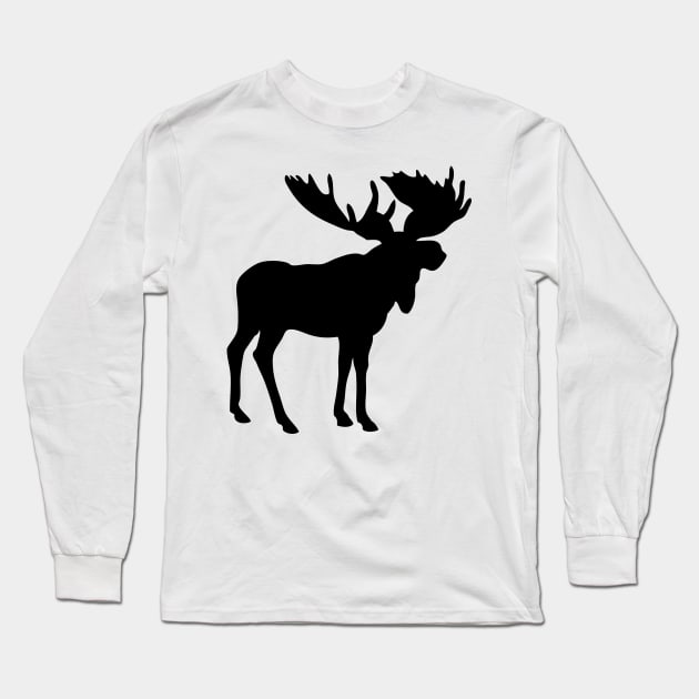 Moose Silhouette Long Sleeve T-Shirt by ShirtyLife